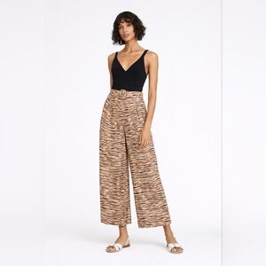 Faithfull The Brand Tiger Print Wide Leg Pants Belted High Waist Culottes